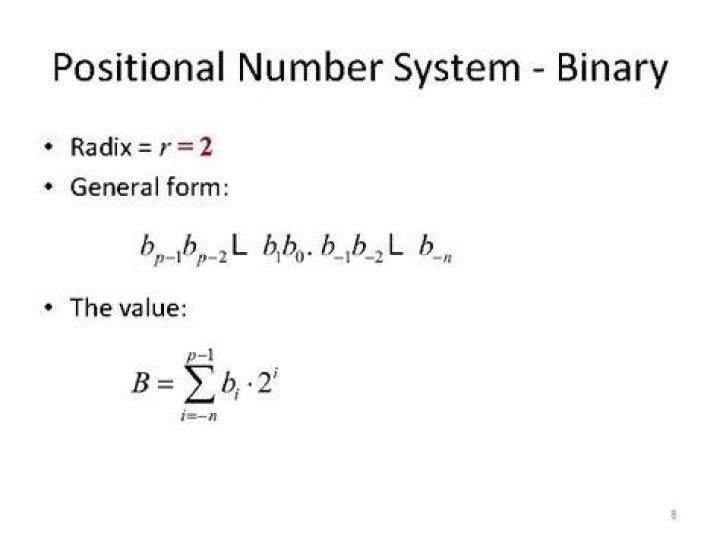 What is the value of radix in binary number system?